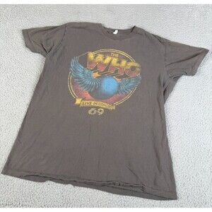 THE WHO Live in Concert 69 T Shirt Mens Large Gray Short Sleeve Distressed Y2K